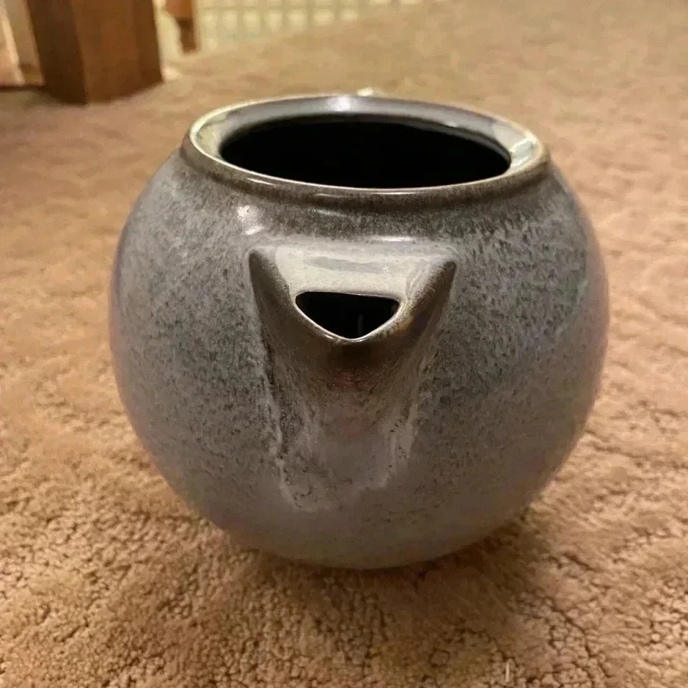 Crate & barrel jars France nuit teapot blue black stoneware tourres gris